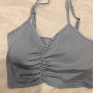 hollister blue cropped ribbed tank